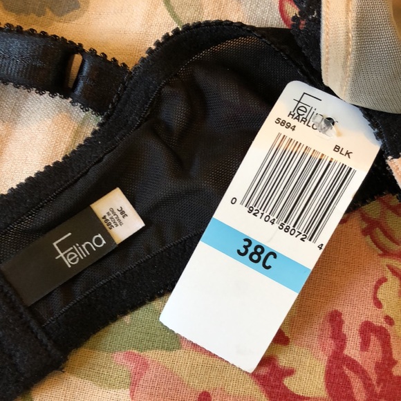 FELINA Size 38C HARLOW Lace Underwire Sexy Romantic Pretty Black & Nude $69 NEW - Picture 10 of 15
